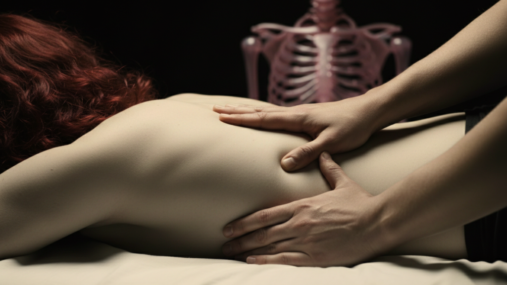 Maniobra de masaje terapéutico en la espalda.